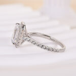 S925 Maxine Attractive Halo Emerald Cut Engagement Ring - Image 6