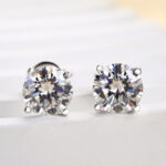 S925 1.0Ct*2 Moissanite Round Cut Stud Earrings In Sterling Silver - Image 2