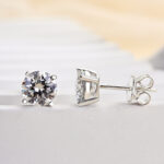 S925 1.0Ct*2 Moissanite Round Cut Stud Earrings In Sterling Silver - Image 3
