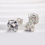 S925 1.0Ct*2 Moissanite Round Cut Stud Earrings In Sterling Silver - Image 4