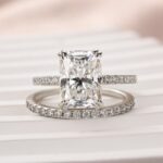 S925 Moissanite 4.5 Ct Radiant Cut White Gold Wedding Ring For Women - Image 4