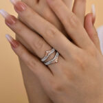 S925 Unique Two-tone Round Cut Jacket Wedding Band - Image 3