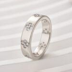 S925 Maxine Noble Moissanite Wide Wedding Band With Flower Design For Women - Image 8