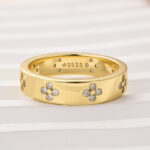 S925 Maxine Noble Moissanite Wide Wedding Band With Flower Design For Women - Image 3