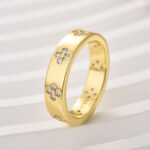 S925 Maxine Noble Moissanite Wide Wedding Band With Flower Design For Women - Image 4