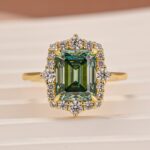 S925 Moissanite 3.0Ct Halo Emerald Stone Emerald Cut Engagement Ring in Sterling Silver - Image 5