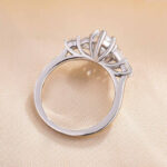 S925 Stunning Marquise Cut Three Stone Engagement Ring In Sterling Silver - Image 5