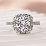 S925 Maxine Moissanite 2.0 Ct Halo Round Cut White Gold Promise Ring - Image 5