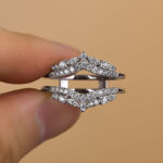 S925 Maxine Exclusive Moissanite Round Cut Jacket Wedding Band For Women In Sterling Silver