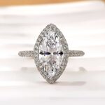 S925 Unique 3.0Ct Halo Marquise Cut Engagement Ring In Sterling Silver - Image 4