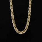 S925 8mm 20" Yellow Gold 925 Sterling Silver Long Box Clasp 2-Row Iced Out Handset Miami Cuban Chain Necklace - Image 3