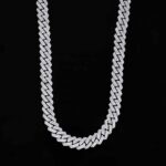 12mm 20" White Gold Big Box Clasp 2-Row Iced Out Handset Miami Cuban Chain Necklace - Image 3