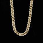 10mm 20" Yellow Gold  Long Box Clasp 2-Row Iced Out Handset Miami Cuban Chain Necklace - Image 3