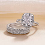S925 Exclusive Halo Cushion Cut 3PC Wedding Set In Sterling Silver - Image 3