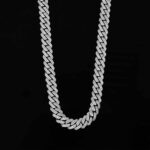 10mm 20" White Gold Long Box Clasp 2-Row Iced Out Handset Miami Cuban Chain Necklace - Image 3