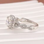 S925 Moissanite 2.0 Ct Halo Round Cut Twist White Gold Engagement Ring - Image 6