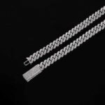 8mm 20" White Gold Long Box Clasp 2-Row Iced Out Handset Miami Cuban Chain Necklace - Image 2