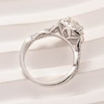 S925 Moissanite 2.0 Ct Halo Round Cut Twist White Gold Engagement Ring - Image 7