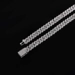 8mm 20" White Gold Big Box Clasp 2-Row Iced Out Handset Miami Cuban Chain Necklace - Image 2
