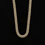 8mm 20" Yellow Gold Big Box Clasp 2-Row Iced Out Handset Miami Cuban Chain Necklace - Image 3