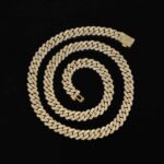 8mm 20" Yellow Gold Big Box Clasp 2-Row Iced Out Handset Miami Cuban Chain Necklace