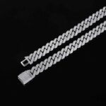 10mm 20" White Gold Big Box Clasp 2-Row Iced Out Handset Miami Cuban Chain Necklace - Image 2