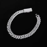 8mm 8" White Gold Long Box Clasp 2-Row Iced Out Handset Miami Cuban Chain Bracelet - Image 3
