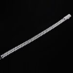 8mm 8" White Gold Long Box Clasp 2-Row Iced Out Handset Miami Cuban Chain Bracelet - Image 2