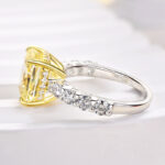 S925 Stunning Two-Tone Cushion Cut Yellow Sapphire Engagement Ring - Image 5