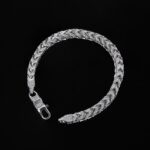 6mm 8" White Gold Spring Clasp Iced Out Handset Box Cuban Chain Bracelet