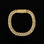 S925 8mm 8" Yellow Gold 925 Sterling Silver Long Box Clasp 2-Row Iced Out Handset Miami Cuban Chain Bracelet - Image 3