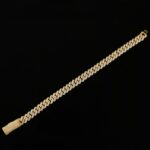 S925 8mm 8" Yellow Gold 925 Sterling Silver Long Box Clasp 2-Row Iced Out Handset Miami Cuban Chain Bracelet - Image 2