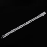 10mm 8" White Gold Long Box Clasp 2-Row Iced Out Handset Miami Cuban Chain Bracelet - Image 2
