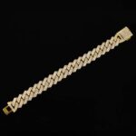 16mm 8" Yellow Gold Big Box Clasp 2-Row Iced Out Handset Miami Cuban Chain Bracelet - Image 2