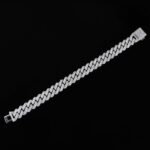 12mm 8" White Gold Big Box Clasp 2-Row Iced Out Handset Miami Cuban Chain Bracelet - Image 2
