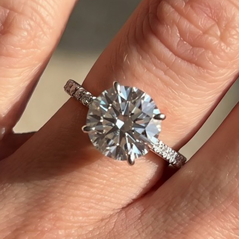 ER004PS-3-0 S925 Classic Round Cut Engagement Ring for Her 4 prong In Sterling Silver - Image 1