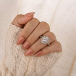 S925 Halo 2.0Ct Oval Cut Vintage Engagement Ring In Sterling Silver - Image 2