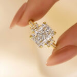 S925 4.5Ct Radiant Cut Three Stone Yellow Gold Promise Ring Engagement Ring In Sterling Silver