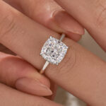 S925 3.5Ct Cushion Cut Hidden Halo Engagement Ring Promise Ring For Her