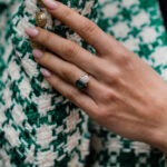 S925 Special Two Stones Design Emerald & Pear Cut Engagement Ring In Sterling Silver - Image 2