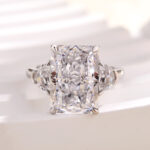 S925 Honorable Crushed Ice Radiant Cut Three Stone Engagement Ring In Sterling Silver - Image 3