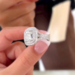 S925 Double Halo Three Shank 6.5Ct Cushion Cut 18K White Gold Engagement Ring - Image 3