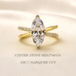 S925 3.0Ct Marquise Cut Split Shank Engagement Ring Travel Rings In Sterling Silver - Image 3