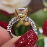 S925 Stunning Two-Tone Cushion Cut Yellow Sapphire Engagement Ring - Image 3