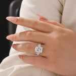 S925 Moissanite 6.0Ct Cushion Cut Three Stone Engagement Ring In Sterling Silver - Image 2