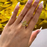 S925 Gorgeous Two-tone Pear Cut Yellow Sapphire Engagement Ring - Image 2