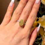 S925 Gorgeous Two-tone Pear Cut Yellow Sapphire Engagement Ring - Image 3