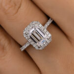 S925 Maxine Attractive Halo Emerald Cut Engagement Ring