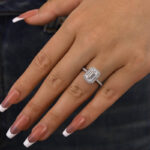 S925 Maxine Attractive Halo Emerald Cut Engagement Ring - Image 2