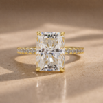 S925 Maxine Cathedral Moissanite 4.5 Carat Yellow Gold Radiant Cut Engagement Ring - Image 4